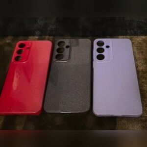 Glitter Shockproof Phone Case - Red, Black, Purple Bundle Of 3 For Galaxy S25 +